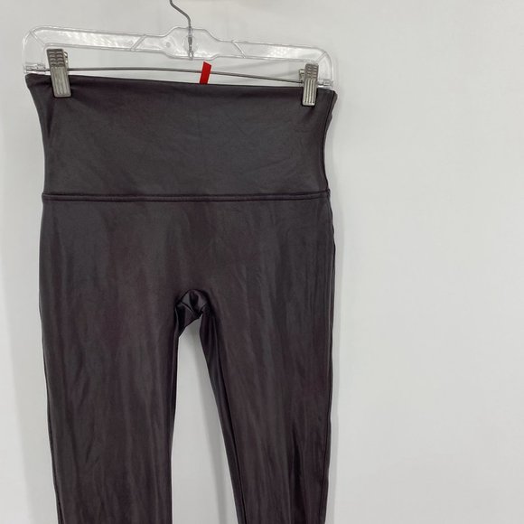 Spanx Faux Leather Maroon Leggings Large - Picture 2 of 12